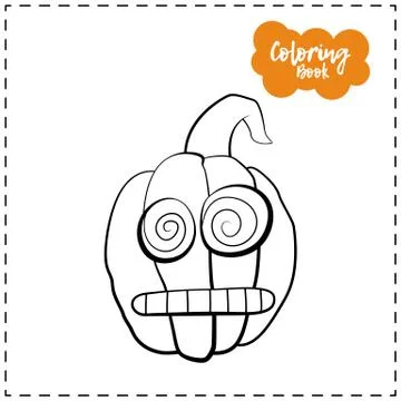 Vector outline illustration of a pumpkin lantern for Halloween with emotion o Stock Illustration