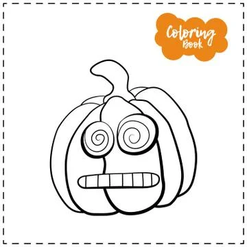 Vector outline illustration of a pumpkin lantern for Halloween with emotion o イラスト素材