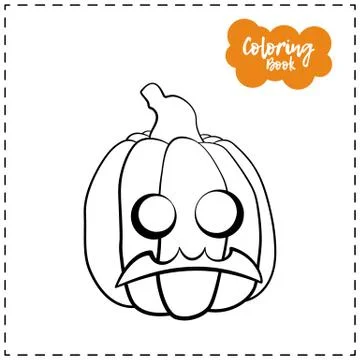 Vector outline illustration of a pumpkin lantern for Halloween with emotion o Stock Illustration