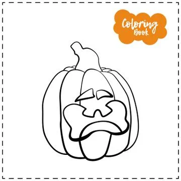 Vector outline illustration of a pumpkin lantern for Halloween with emotion o Stock Illustration