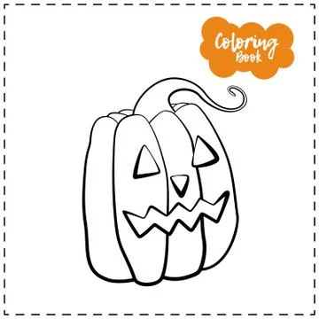 Vector outline illustration of a pumpkin lantern for Halloween with emotion o Stock Illustration