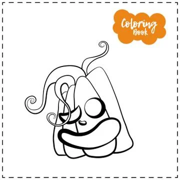 Vector outline illustration of a pumpkin lantern for Halloween with emotion o イラスト素材