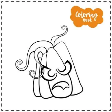 Vector outline illustration of a pumpkin lantern for Halloween with emotion o イラスト素材