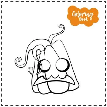 Vector outline illustration of a pumpkin lantern for Halloween with emotion o Stock Illustration
