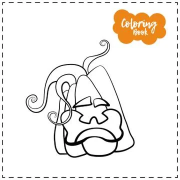 Vector outline illustration of a pumpkin lantern for Halloween with emotion o イラスト素材
