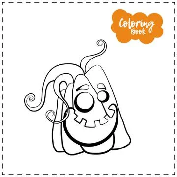 Vector outline illustration of a pumpkin lantern for Halloween with emotion o Stock Illustration