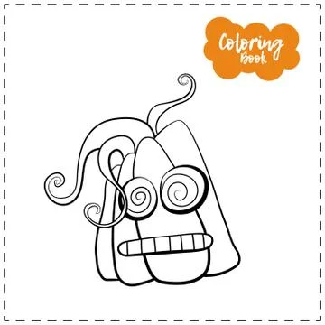 Vector outline illustration of a pumpkin lantern for Halloween with emotion o Stock Illustration