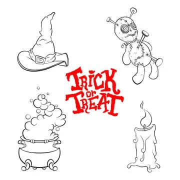 Vector outline illustration of a set for Halloween on a white background. Can Stock Illustration