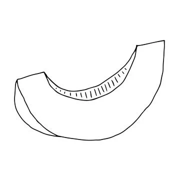 A Vector outline illustration slice fresh melon with seeds isolated on a whit Stock Illustration