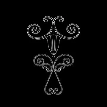 Vector outline illustration of a white burning lamp is on a black background Ilustración de archivo
