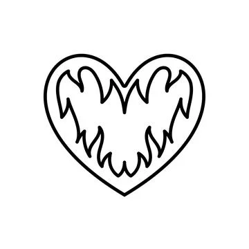Vector outline image of heart. Cool sticker in the style of the 90s 00s Stock Illustration