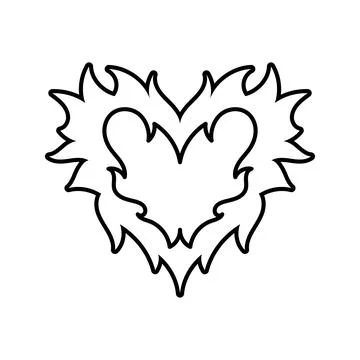 Vector outline image of heart. Cool sticker in the style of the 90s 00s Stock Illustration