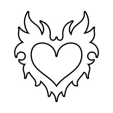 Vector outline image of heart. Cool sticker in the style of the 90s 00s Stock Illustration