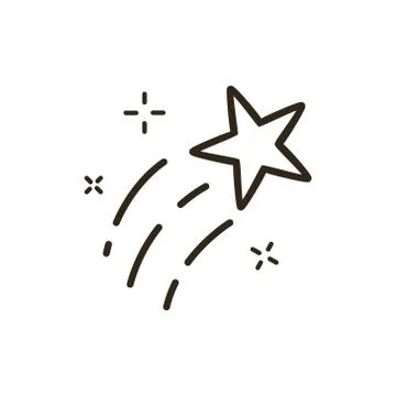  vector outline line art icon of flying star Stock Illustration