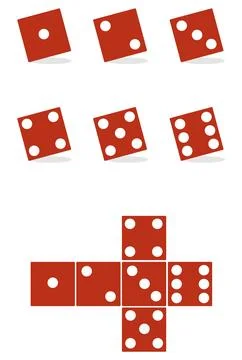 Vector outline linear set of casino dice cubes line art flat illustration Stock Illustration