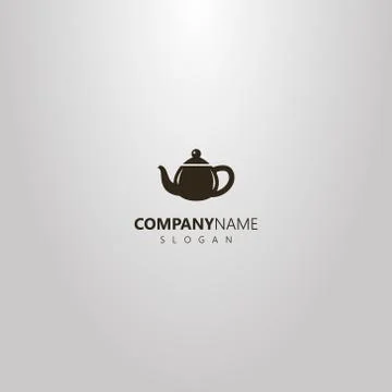 Vector outline logo of flat art teapot with handle Illustration