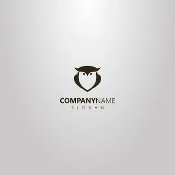 Vector outline logo of owl bird shape Stock Illustration