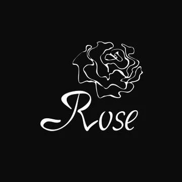 Vector outline logo with rose Stock Illustration