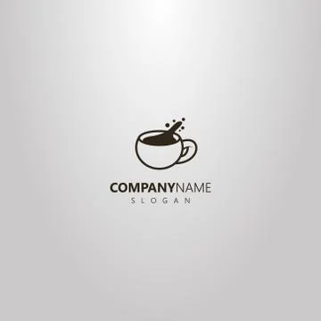 Vector outline logo of spilled coffee cup or other hot drink Stock Illustration