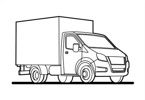 Vector outline lorry; isolated on a white background; three quarter view; car Stock Illustration