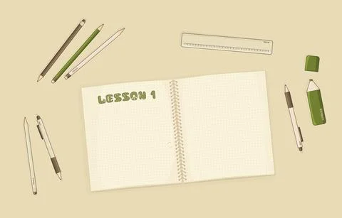 Vector outline Notebook or exercise book with dots for summary notes for mock Stock Illustration