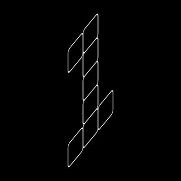 Vector outline number one. Italic number design. Illustrazione stock