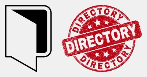 Vector Outline Open Folder Icon and Scratched Directory Watermark Stock Illustration