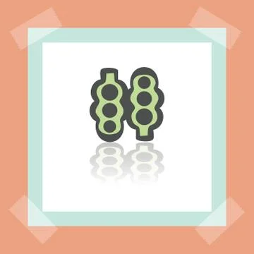 Vector outline pea beans in pod icon. Modern infographic logo and pictogram. Ilustración de archivo