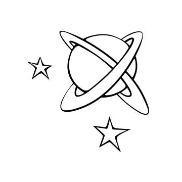 Vector outline Planet, satellite, space object. Design element, icon, clip .. Stock Illustration