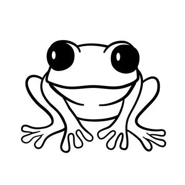 Vector outline princess frog isolated on white background. Stock Illustration