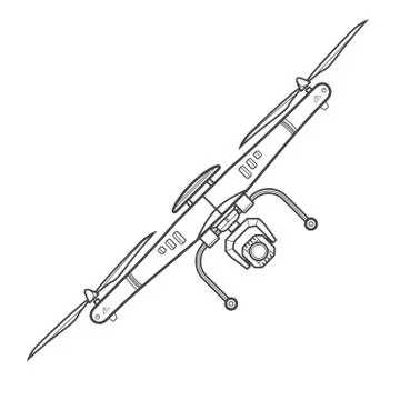 Vector outline quadcopter drone illustration. Stock Illustration
