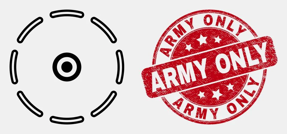 Vector Outline Round Perimeter Icon and Distress Army Only Stamp Seal Stock Illustration