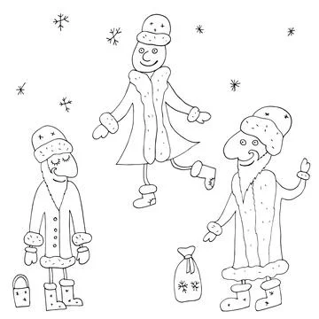 Vector outline of Santa Claus. Stock Illustration
