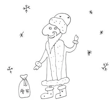 Vector outline of Santa Claus. Stock Illustration
