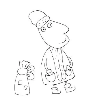 Vector outline of Santa Claus. Stock Illustration