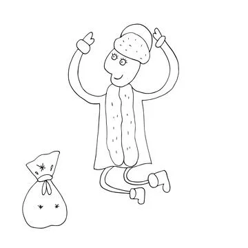 Vector outline of Santa Claus. Stock Illustration