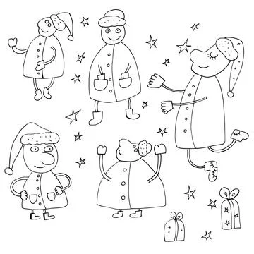 Vector outline of Santa Claus. Stock Illustration