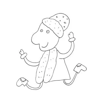 Vector outline of Santa Claus. Vector outline of the Snow Maiden. Stock Illustration