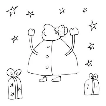 Vector outline of Santa Claus. Vector outline of the Snow Stock Illustration
