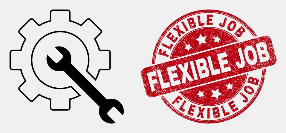 Vector Outline Service Tools Icon and Grunge Flexible Job Watermark Stock Illustration