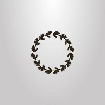 Vector outline sign of circle antique laurel wreath Иллюстрация