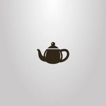 Vector outline sign of flat art teapot with handle Stock Illustration