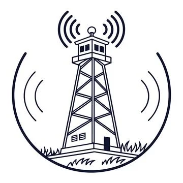 Vector Outline Signal Tower Icon Symbol on White Background Stock Illustration