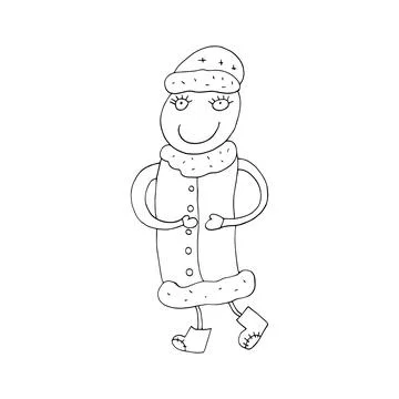 Vector outline of the Snow Maiden. Stock Illustration