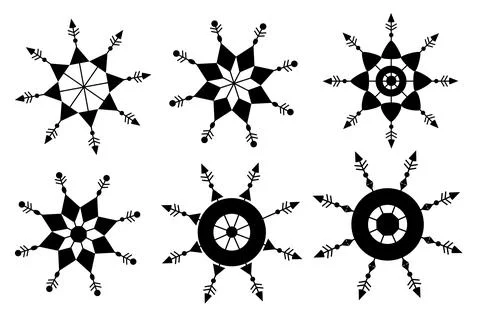 Vector outline snowflakes set 6, isolated on white Stock Illustration