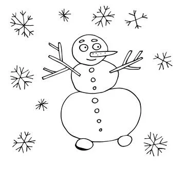 Vector outline of a snowman Stock Illustration