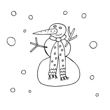 Vector outline of a snowman Stock Illustration