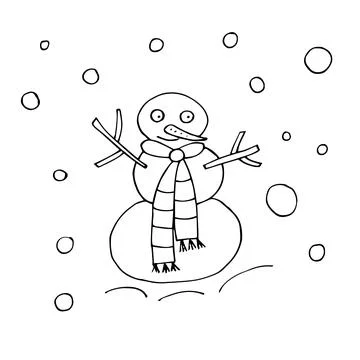 Vector outline of a snowman Stock Illustration