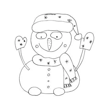 Vector outline of a snowman Stock Illustration