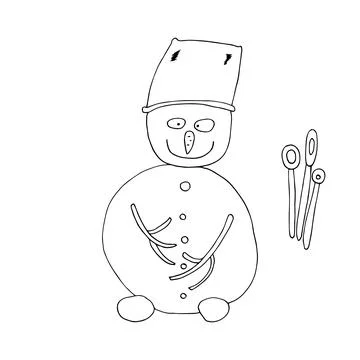 Vector outline of a snowman Stock Illustration